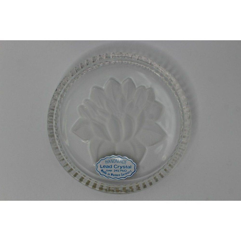 Lotus Flower Coasters Made in Western Germany 24%Genuine Lead Crystal Set of 5